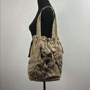 Canvas Tote Bag Greyhound Print Drawstring Travel chic Casual Animal Lover gift